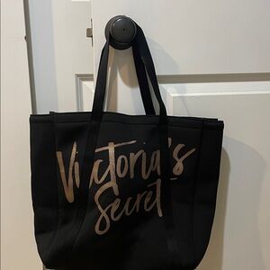 Victoria's Secret Black and Gold Tote with insulated side pockets